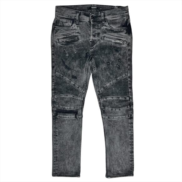 HUDSON Blinder Biker Slim Fit Distressed Moto Jeans Fade Graphite Size 29 Short - Picture 1 of 8